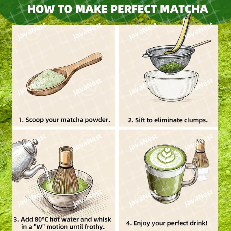 JavaNest Matcha Tea Set, 7-Piece Matcha Making Kit, Macha Whisk Set, Matcha Bowl with Spout, Chasen Whisk Holder, Macha Starter Sifter, Bamboo Scoop, Spoon Japanese Tea Tools For Ceremony Gift (Pink) - Image 4